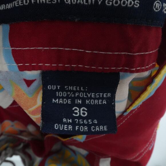 VTG Abercrombie Fitch Shorts Mens 36 Red Floral Hawaiian Swim Trunks Boardshorts - Picture 4 of 13